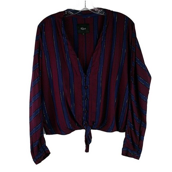 Rails Tops - Rails - Long Sleeve V-Neck, Tie Front Blouse - Medium